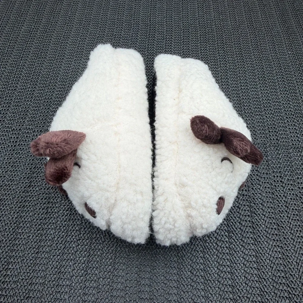 Sakar Kids Reindeer Plush Sherpa Slippers Cream Brown Size S/M 5910725
